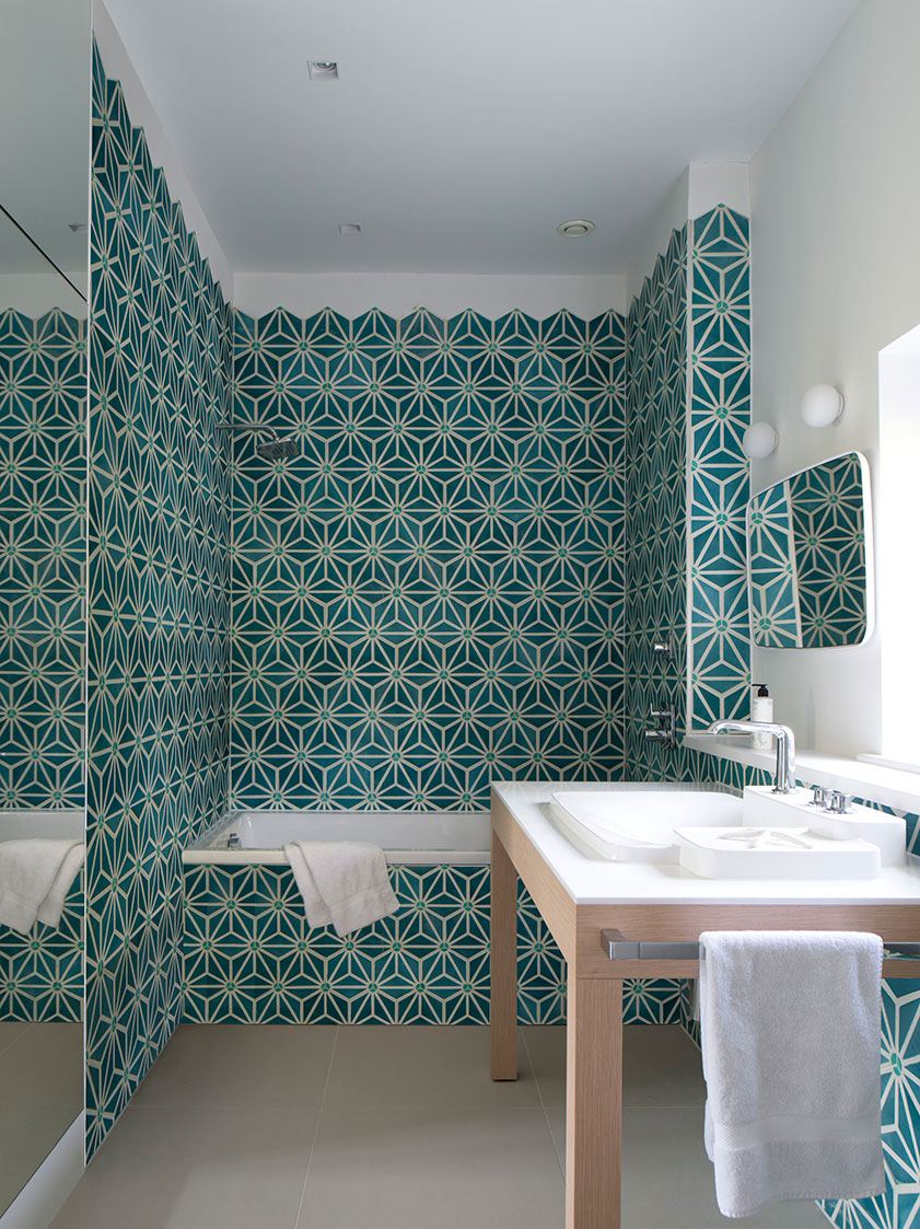 High end bathroom interior design in luxury refurbished farmhouse in Oxfordshire