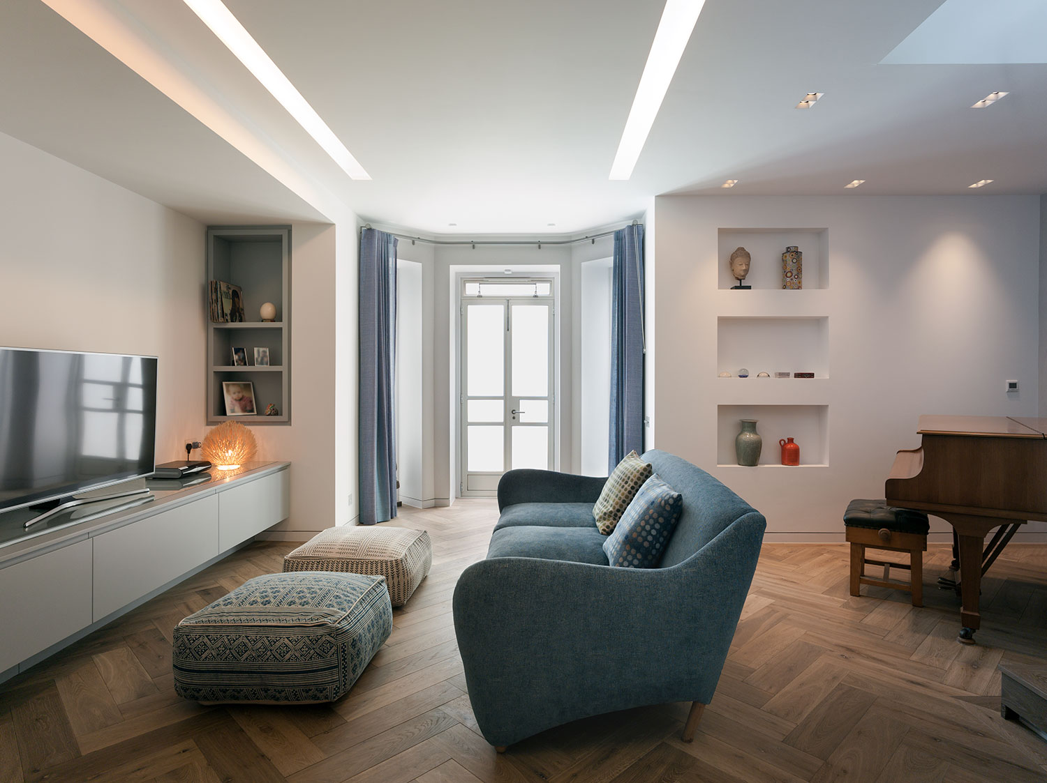 High end living space interior design, London