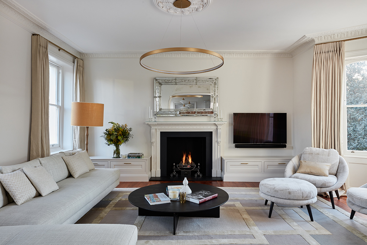 Luxury living room interior design in Hampstead, London