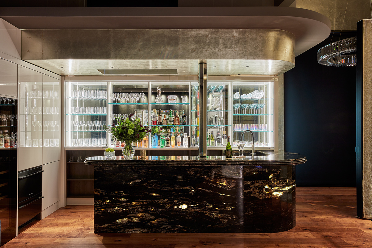 Marble bar by Vitruvius in a Hampstead, London luxury interior design project