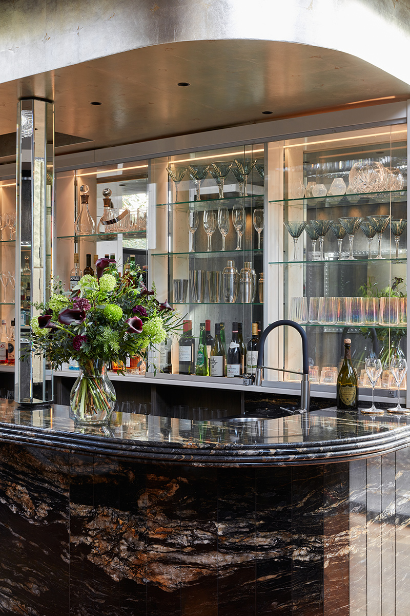 Party room bar shelving in luxury interior design, Hampstead, London